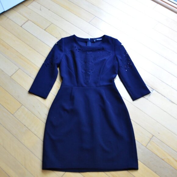The Kooples Womens Laser Cut Sheath Dress Size XS Dark Navy - Picture 1 of 11